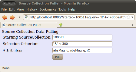 SAMP application for pulling catalog data.